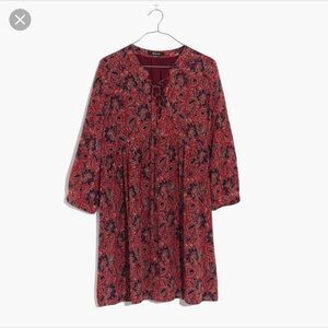 Madewell silk lace-up dress in assam floral